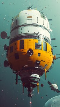 Futuristic Modular Orbital Communication Station Adrift in the Cosmic Void