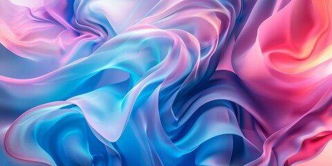Obraz premium Colorful abstract wave-like background with fluid and vibrant pastel shades of blue, pink, and purple