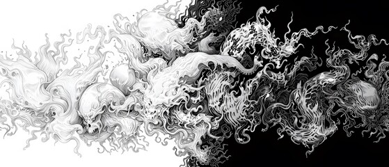 Obraz premium Abstract black and white swirling pattern.
