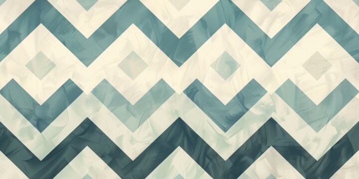 Abstract geometric chevron pattern in shades of blue and white with a textured background