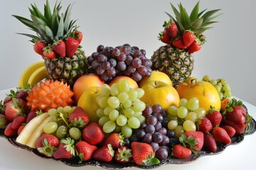 Bouquet Fruit: Assorted Display of Various Fruits on a Fancy Tray