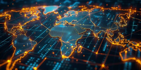 Obraz premium Digital Connectivity Spanning Across Continents