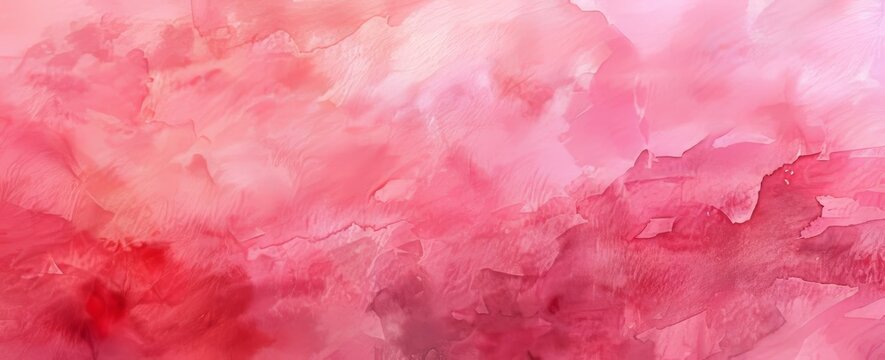 A pink watercolor background painting with abstract fringe and bleed paint drips and drops.