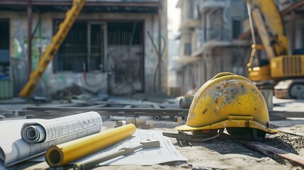 Fototapeta premium The Colors on the Construction Site, Helmet