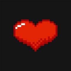 Obraz premium Heart, pixel item for game interface, life magic game element, life 8 bit resource.
