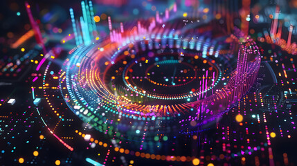 Futuristic Data Visualization of Abstract Market Chart