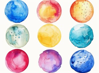 Background painted with acrylic and watercolor circles. Textured