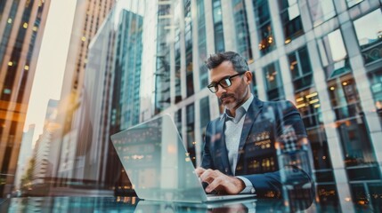 Fototapeta premium The professional man in cityscape