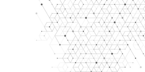 Modern technology illustration with square grid. Technology banner template cubes texture. Digital geometric abstraction with lines and dots