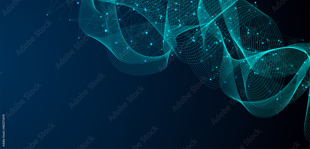 Poster Global network connection concept. Big data visualization. Social network communication in the global computer networks. Internet technology. Business. Science. Illustration