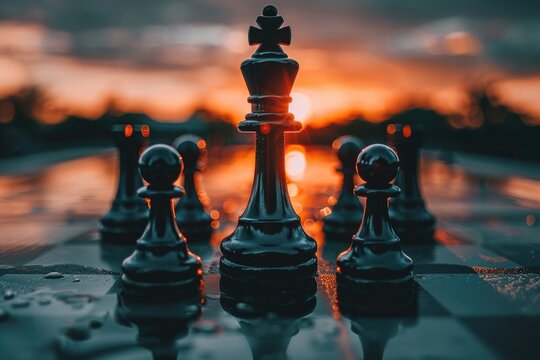 chessboard with each chess piece professional photography