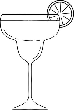 black and white margarita cocktail with lime clip art preview