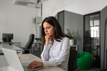 Young businesswoman working on laptop