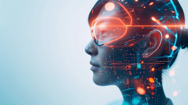 The fusion of Generative AI with AI Intelligence captured in a magazine photography style, emphasizing the impact and potential of AI-driven solutions in various sectors, with sleek visuals and