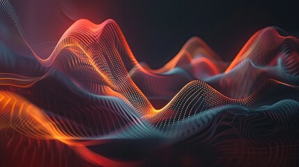 Fototapeta premium Flowing light waves on a dark background