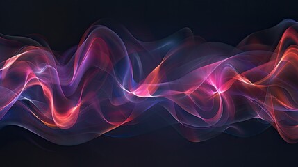 Fototapeta premium Flowing light waves on a dark background