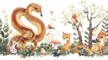 cartoon corn snake isolated on white. 