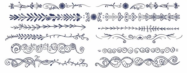 Obraz premium Lines, borders, and laurels made by hand.