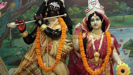 The idol of Hindu deity Lord Krishna has been replaced inside the temple.