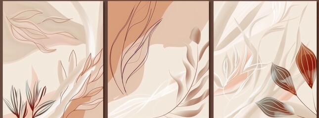 With text space, flowers, and leaves, these modern designs make great backgrounds and frames for wedding invitations, social media accounts, and luxury stationery products