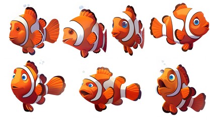 Cute clown fish cartoon. 