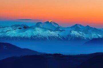 Mountains Illuminated by Sunrise