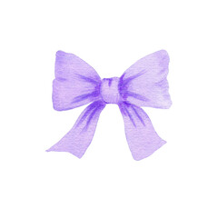 Watercolor lavender bow and ribbon hand painted element