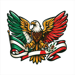 Mexican flag with bold red, white, and green hues, eagle holding snake, and cactus. Vector pennant with 3d papercut effect exudes the rich cultural heritage and spirit of Mexico