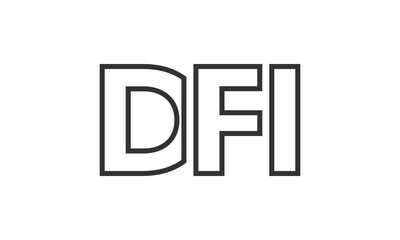 DFI logo design template with strong and modern bold text. Initial based vector logotype featuring simple and minimal typography. Trendy company identity.