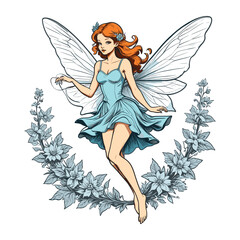 Fairy Illustration In Floral Dress