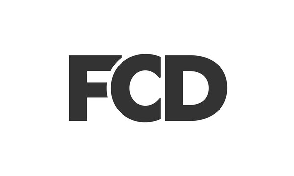 FCD logo design template with strong and modern bold text. Initial based vector logotype featuring simple and minimal typography. Trendy company identity.