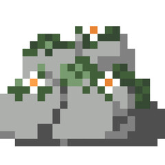 Pixel art stone with white flower ivy element 9