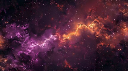 Obraz premium Dive into an abstract space where deep purple meets shimmering copper in fractal patterns.
