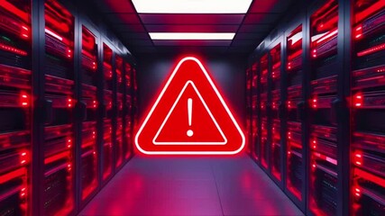 A red warning symbol with an exclamation mark in the center. The triangle is surrounded by a dark background.