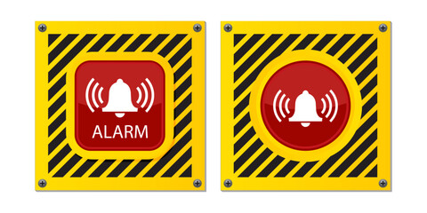 Red Alarm Button, Panic Button, Emergency Stop Vector Illustration © Jer
