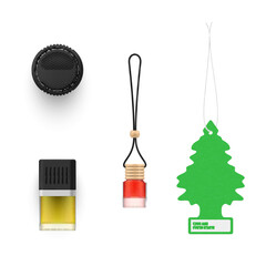 Aromatic accessories for car interior automobile freshener different shape set realistic vector