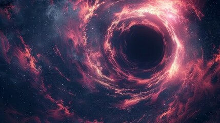Fototapeta premium Surreal depiction of a black hole formed by swirling beef, creating a meat vortex in space.