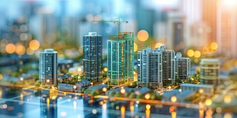 illustration of the residential real estate developers market. a graph or chart showing the drop in bond values. Background image. Created with Generative AI technology.