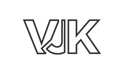 VJK logo design template with strong and modern bold text. Initial based vector logotype featuring simple and minimal typography. Trendy company identity.