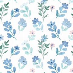 seamless pattern with leaves and flowers