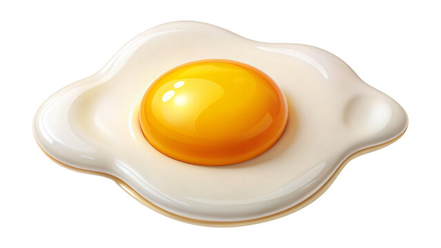 Isolated fried egg vector illustration with a bright yellow yolk on a white