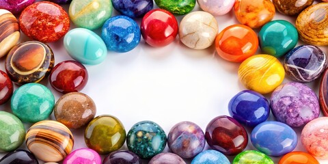 Round semiprecious gemstones in a variety of colors , gemstones, semiprecious, round, colorful, spectrum, vibrant, jewelry