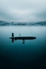 An underwater drone deploying from a submarine for reconnaissance missions, highlighting advanced sonar technology used by the navy for underwater surveillance and ocean exploration.