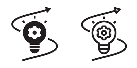 Innovation editable stroke and solid web icon set. Innovation symbol isolated on white background.
