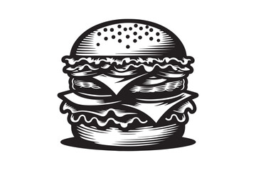 Burger Line Drawing Vector illustration logo
