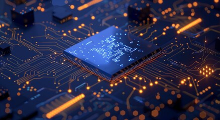 A close up of a computer chip on a motherboard