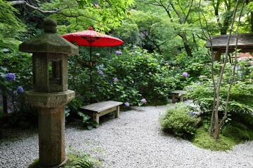 A Japanese garden in Kamakura City in Kanagawa Prefecture in Japan