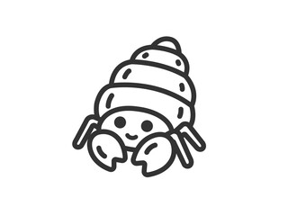 ヤドカリのアイコン（線画）のイラスト