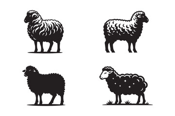 Set of sheep silhouettes vector design