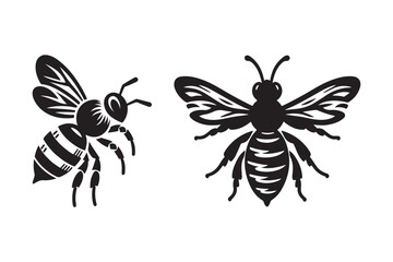 Bees of the highest quality silhouette Icon Set Vector Design